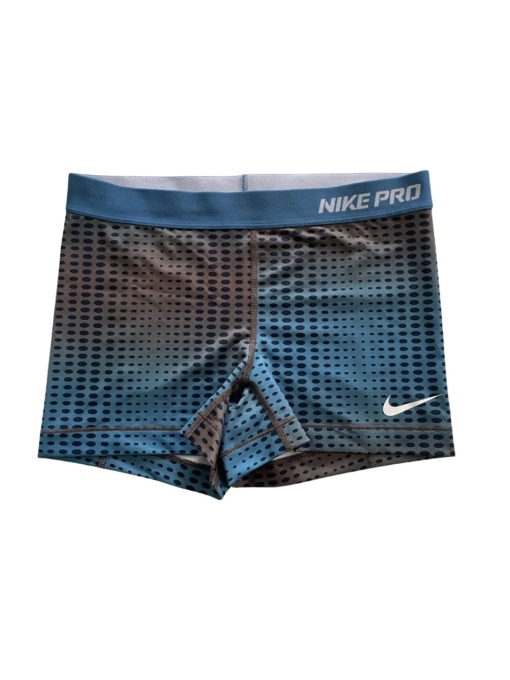 NWOT Nike Pro Fitted Teal Black Dotted Compression Shorts Women M #0064
